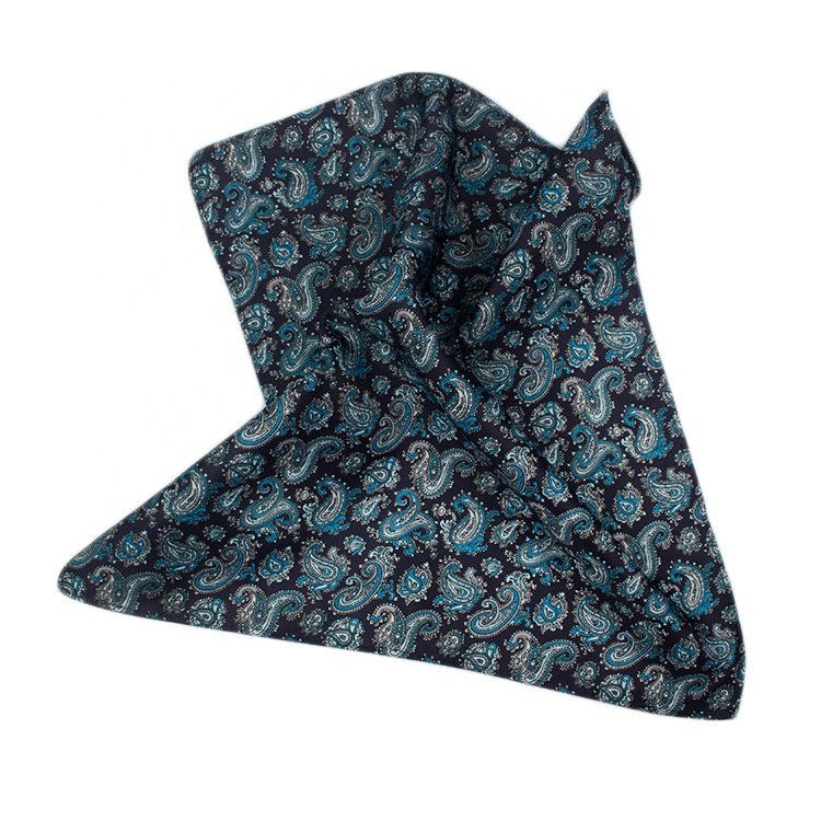 Black Green Paisley Printed Spring Twill Scarves Designer Custom Logo Silk Scarf Wholesale China