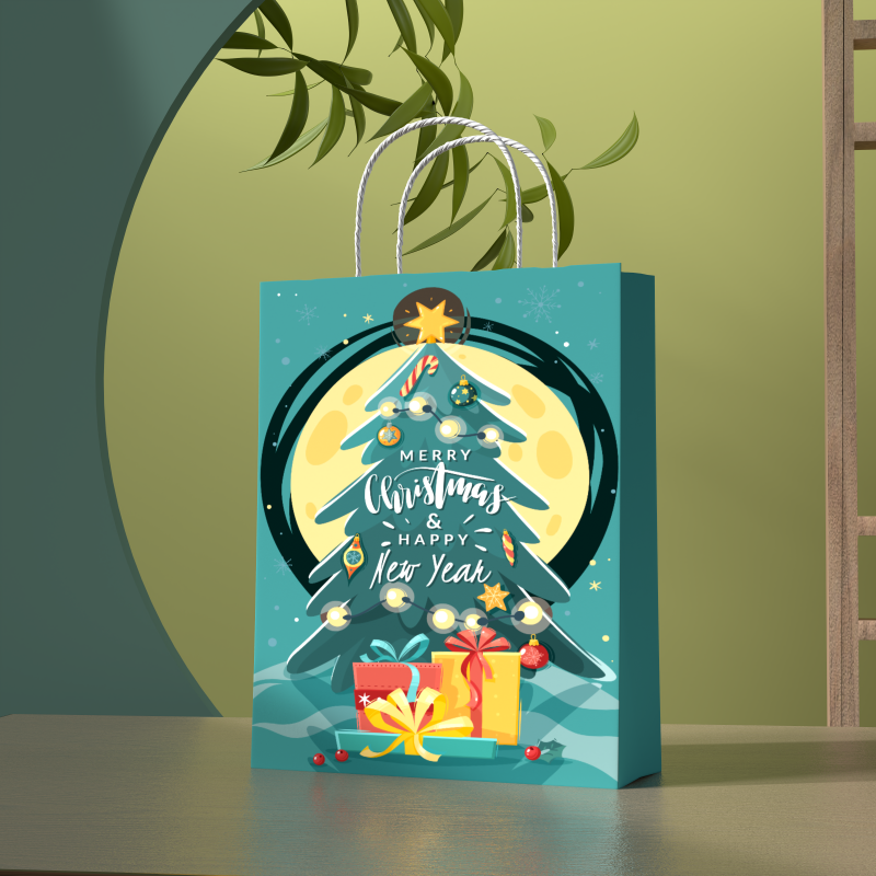 New Design Soy Ink Custom Red Christmas Soap Package Paper Bag
