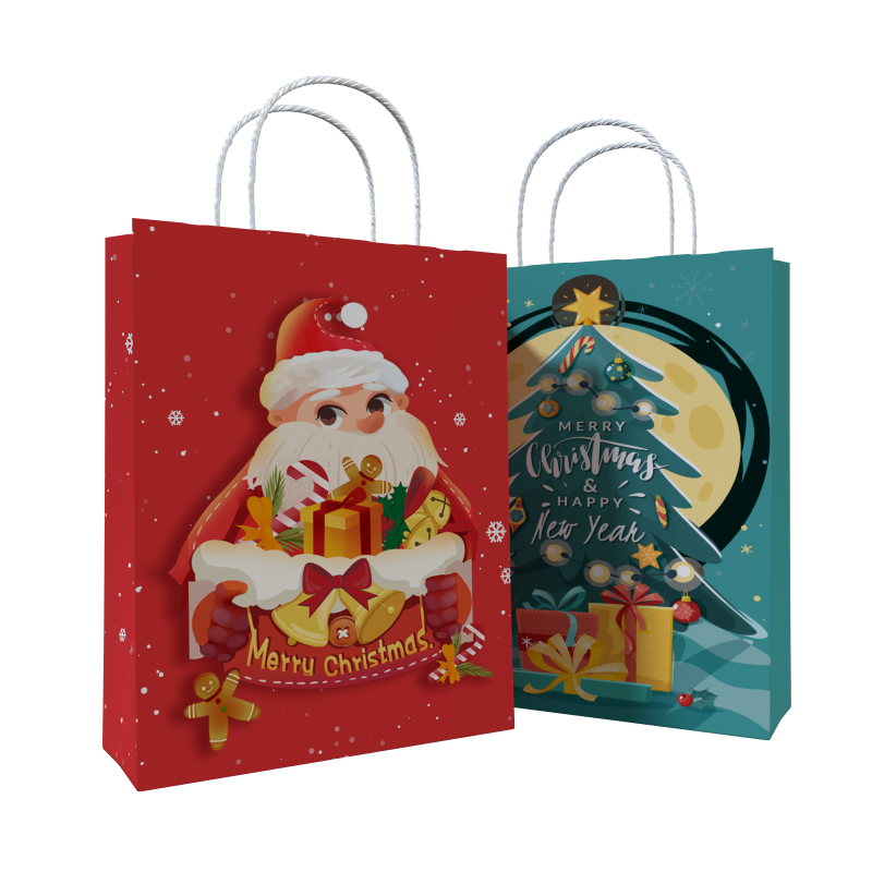 New Design Soy Ink Custom Red Christmas Soap Package Paper Bag