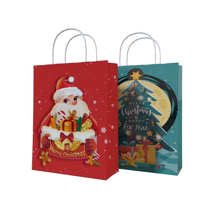 New Design Soy Ink Custom Red Christmas Soap Package Paper Bag