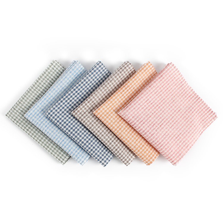 Dacheng Factory Wholesale Plaid Pocket Square Men 100% Cotton Handkerchief