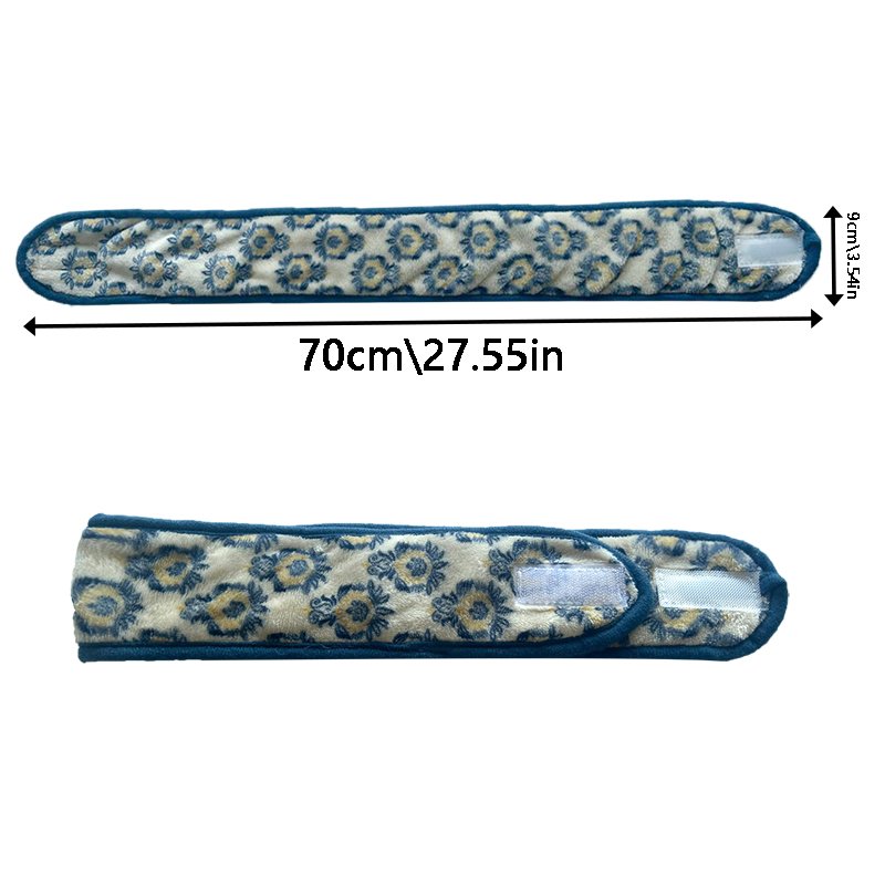 Flannel Velcro face wash headband with leopard print floral pattern adjustable headband