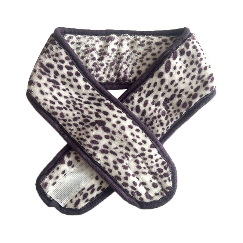 Flannel Velcro face wash headband with leopard print floral pattern adjustable headband