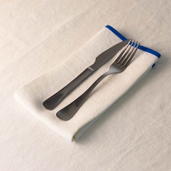LY Fashion Custom Print Colored Trim Hand Rolled Edge White Handkerchief Bordered Contrast Edge Square Linen Napkins for Wedding