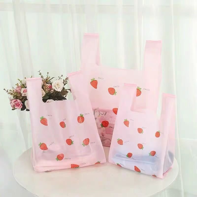 Recyclable Milky White Rabbit Holding Radish PE Plastic Bag New Year Gift Takeout Bag for Baking Desserts and Noodles
