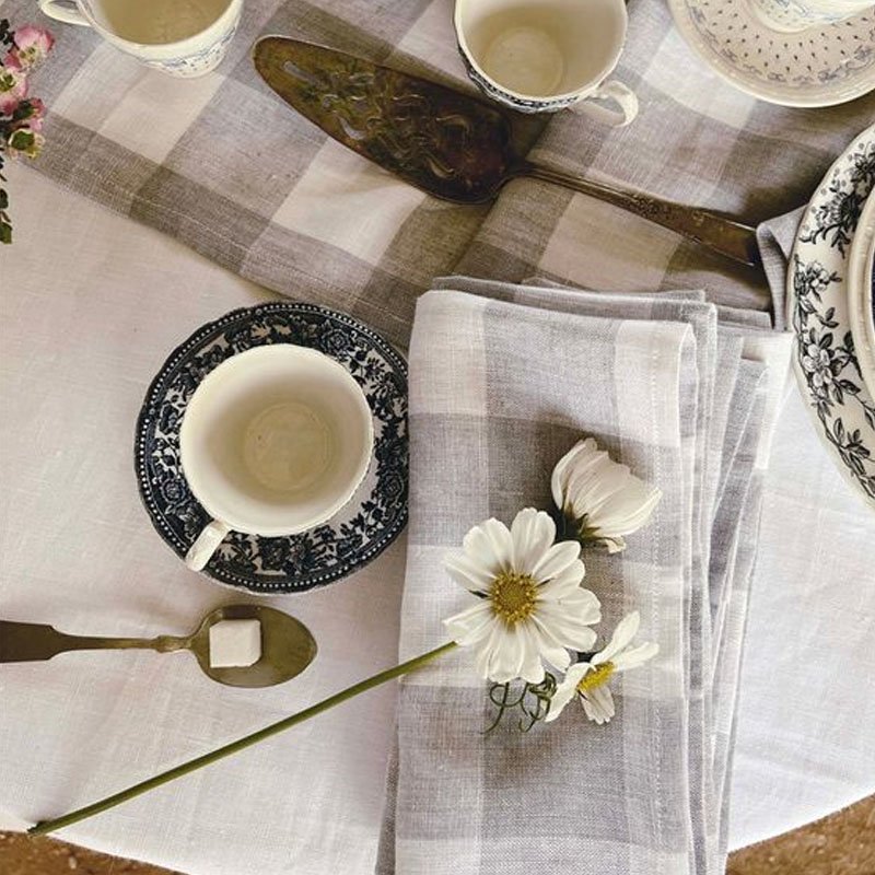 LY Custom Grey Linen Cloth Hemstitching Table Napkins Decoration For Dinner Wedding Restaurant