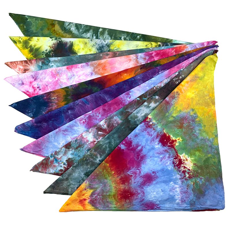 Customized Factory Double Print Cool Bandana Custom Logo Fans Cotton Bandana Square Tie Dye Rainbow Cotton Bandana