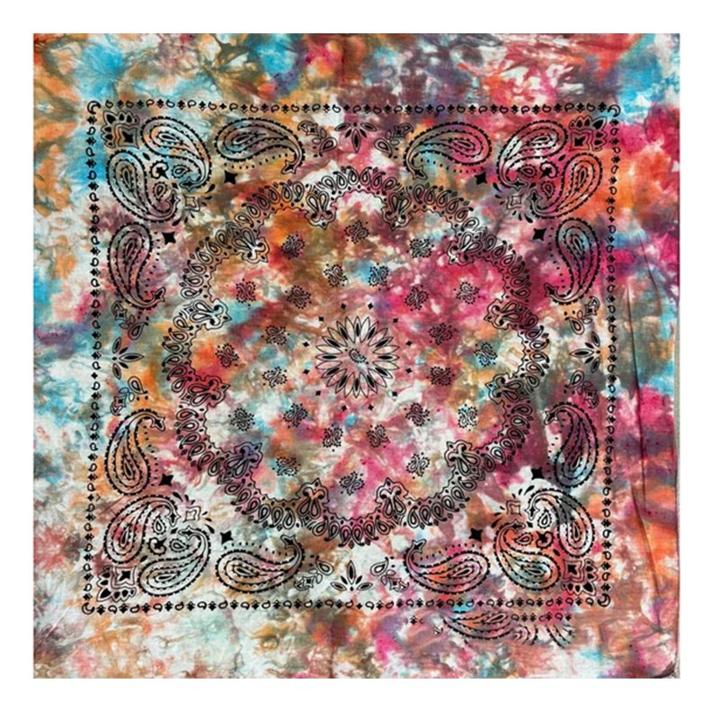 Customized Factory Double Print Cool Bandana Custom Logo Fans Cotton Bandana Square Tie Dye Rainbow Cotton Bandana
