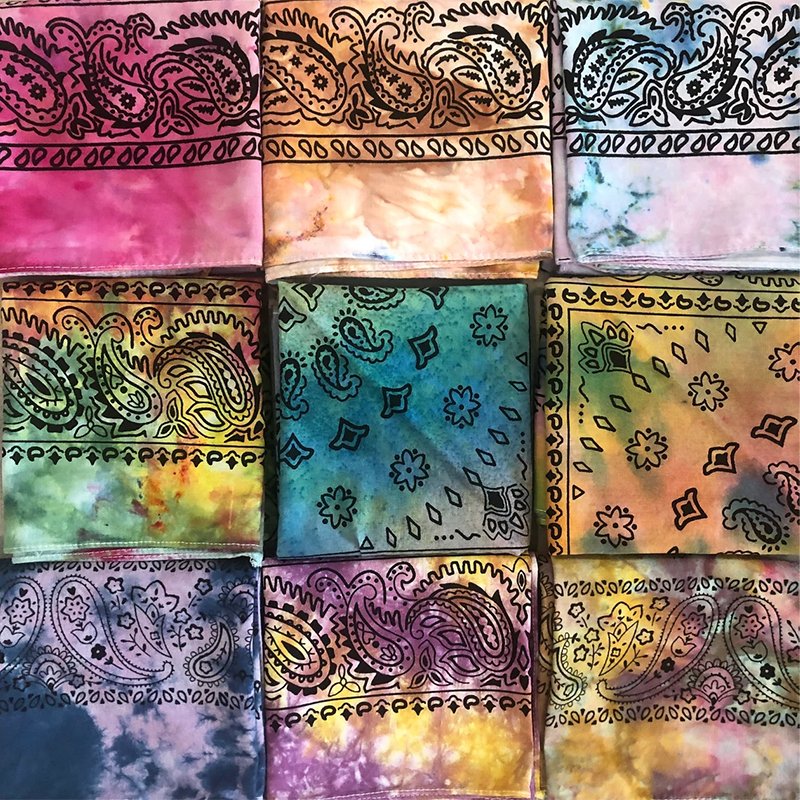 Customized Factory Double Print Cool Bandana Custom Logo Fans Cotton Bandana Square Tie Dye Rainbow Cotton Bandana