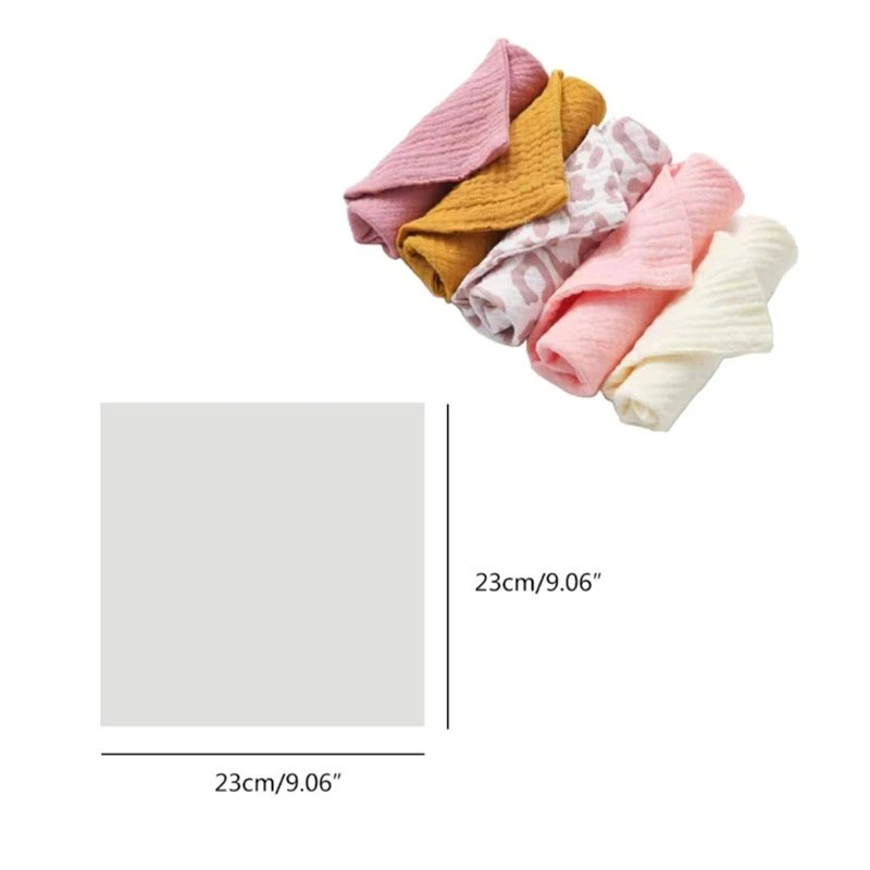 Pinuotu Cotton Solid Toddlers Muslin Gauze Handkerchief Bibs Plain Bath Newborn Baby Face Washcloths Wet Soft Square Towel