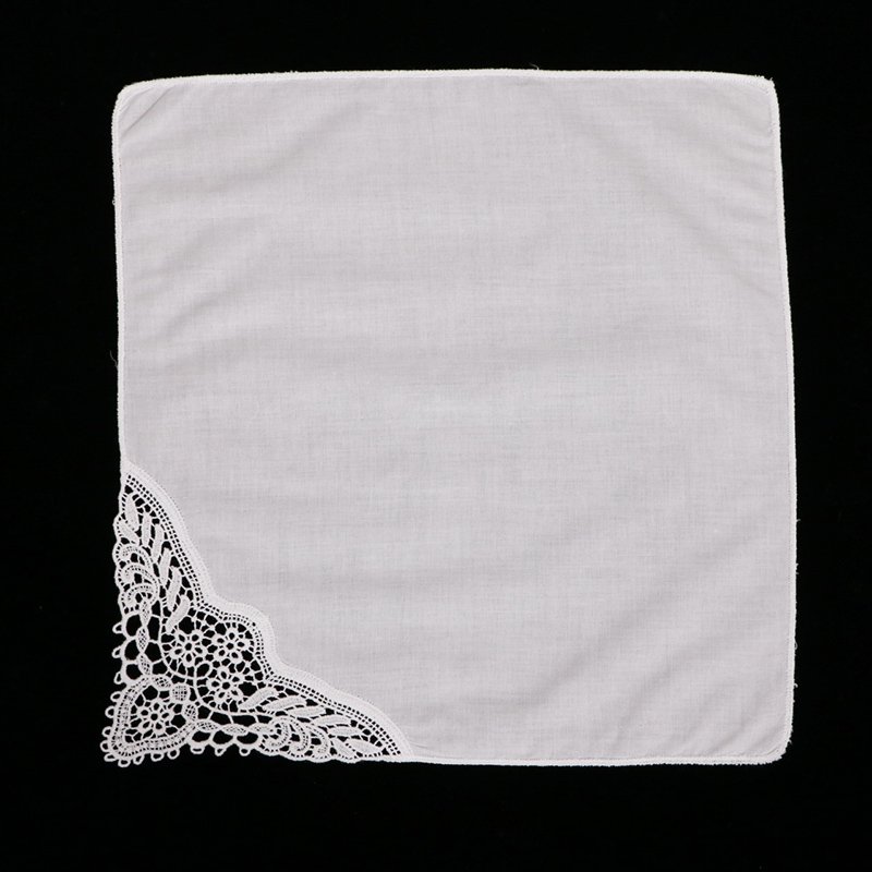 A009-C : White premium cotton lace handkerchiefs crochet hankies for women/ladies wedding gift