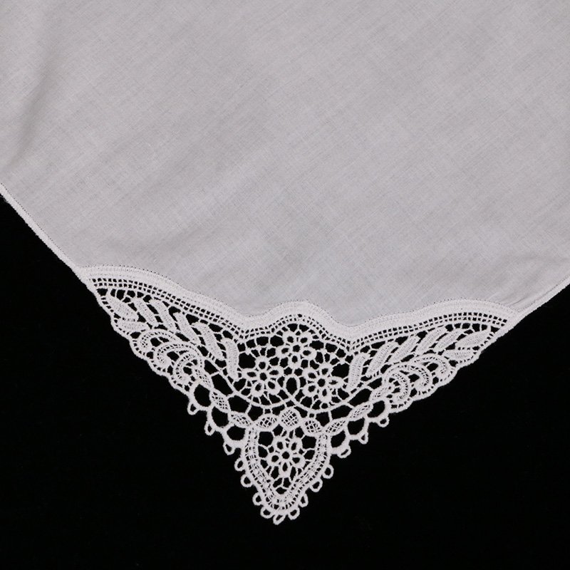 A009-C : White premium cotton lace handkerchiefs crochet hankies for women/ladies wedding gift