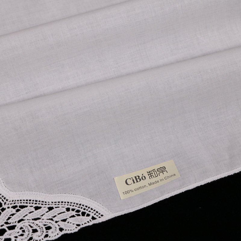 A009-C : White premium cotton lace handkerchiefs crochet hankies for women/ladies wedding gift