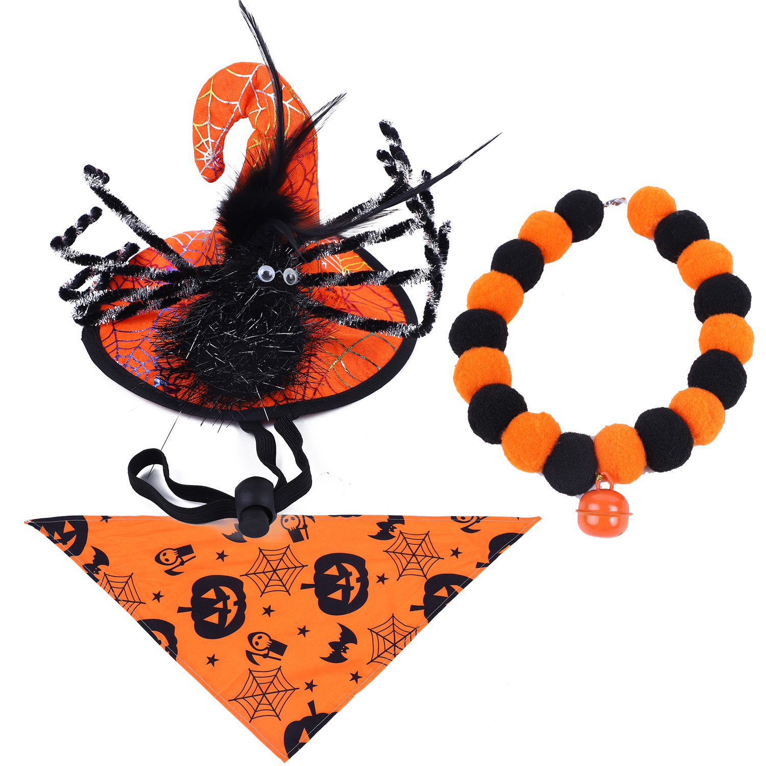 Factory Custom Pet Set Pet Handkerchief Thanksgiving Halloween Dog Hat Collar Pet Handkerchief