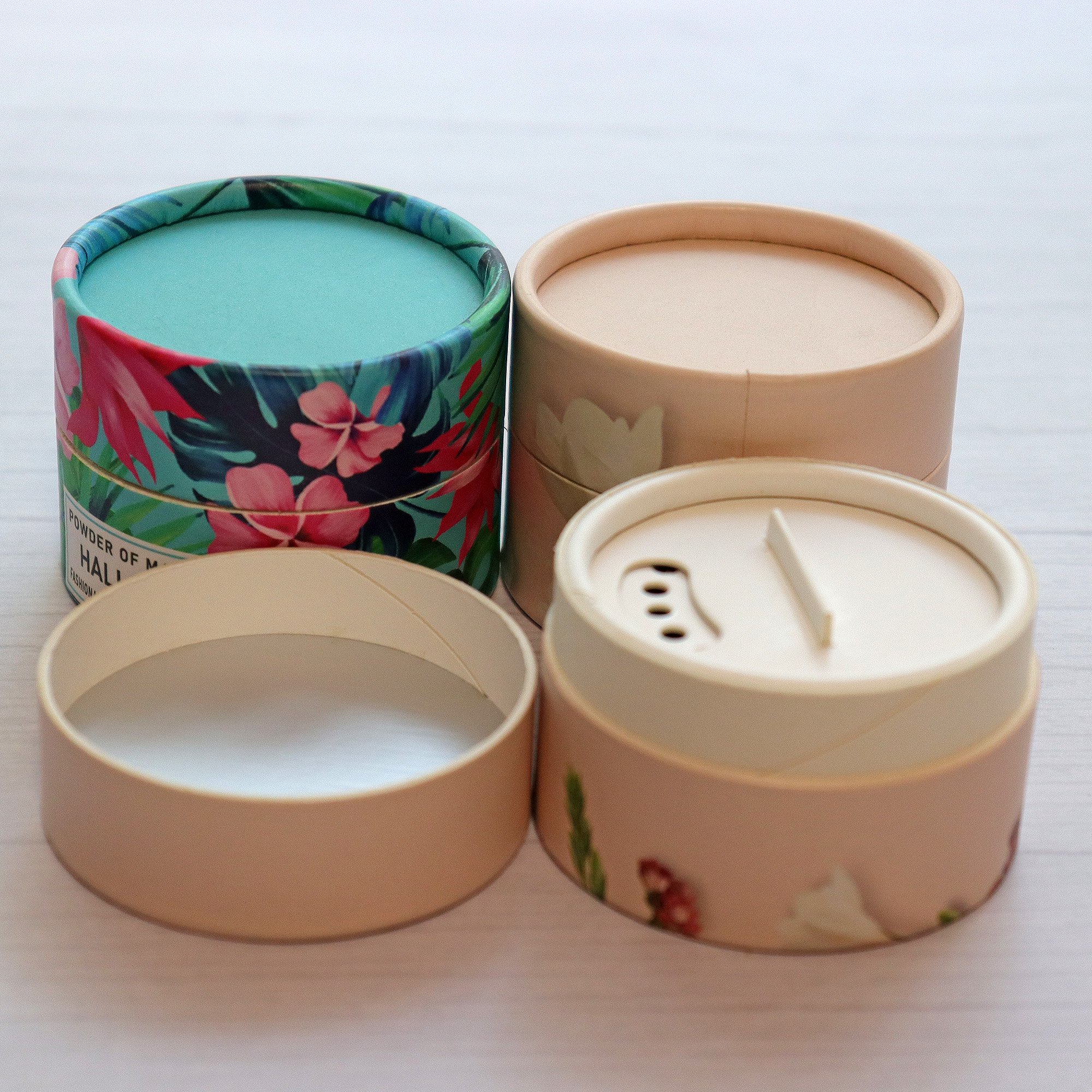 Customize Eco-Safe Sieve food grade Paper Tubes for body Powder Packaging cylinder