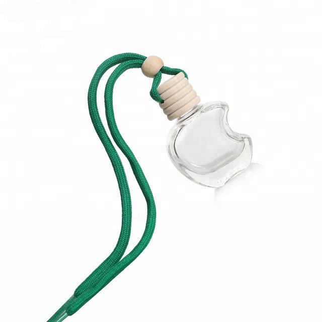 Sample Bottle Glass Car Pendant Perfume Bottle Wooden Cap Square Shape 5ml 8ml Empty Hanging Car Perfume Bottle