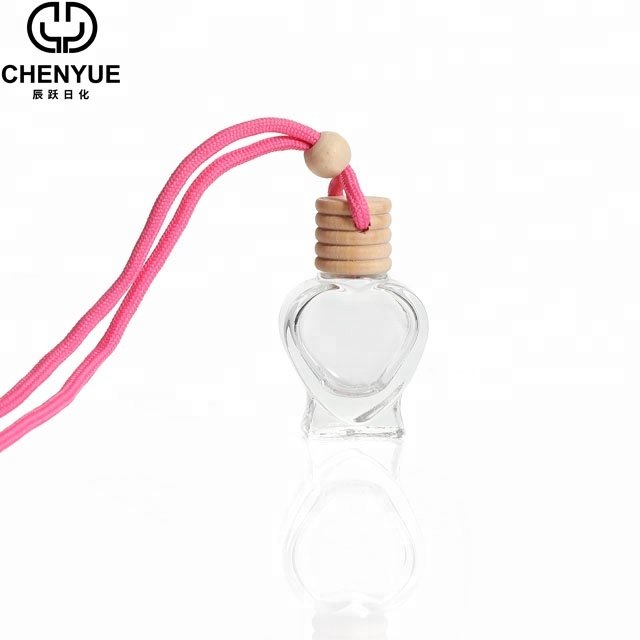 Sample Bottle Glass Car Pendant Perfume Bottle Wooden Cap Square Shape 5ml 8ml Empty Hanging Car Perfume Bottle