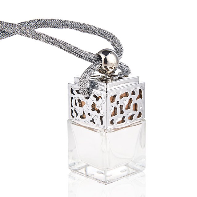 Sample Bottle Glass Car Pendant Perfume Bottle Wooden Cap Square Shape 5ml 8ml Empty Hanging Car Perfume Bottle