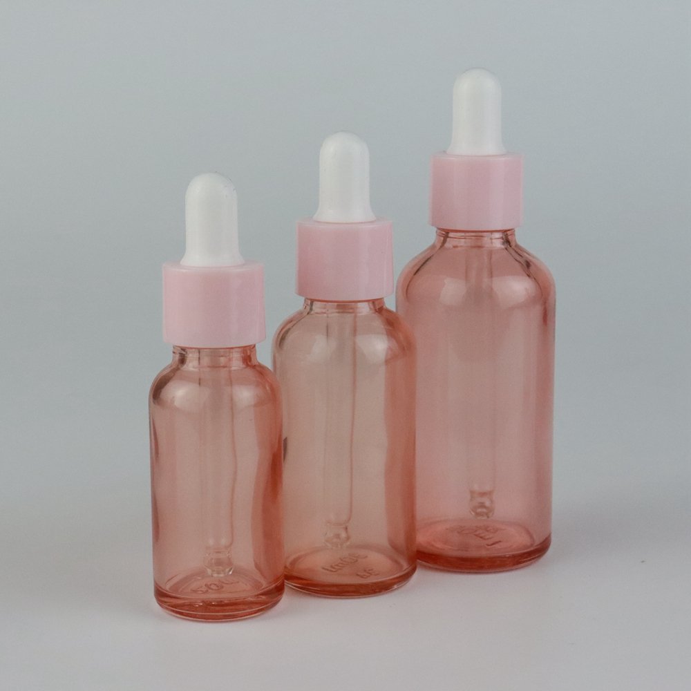 empty cosmetic serum essential oil container 100ml rose gold champagne pink glass dropper bottle