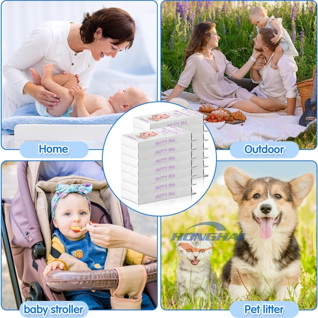 Baby Disposable Diaper Sacks,Scented Diaper Bags with Easy Tie Handle Disposal Diaper Trash Bags