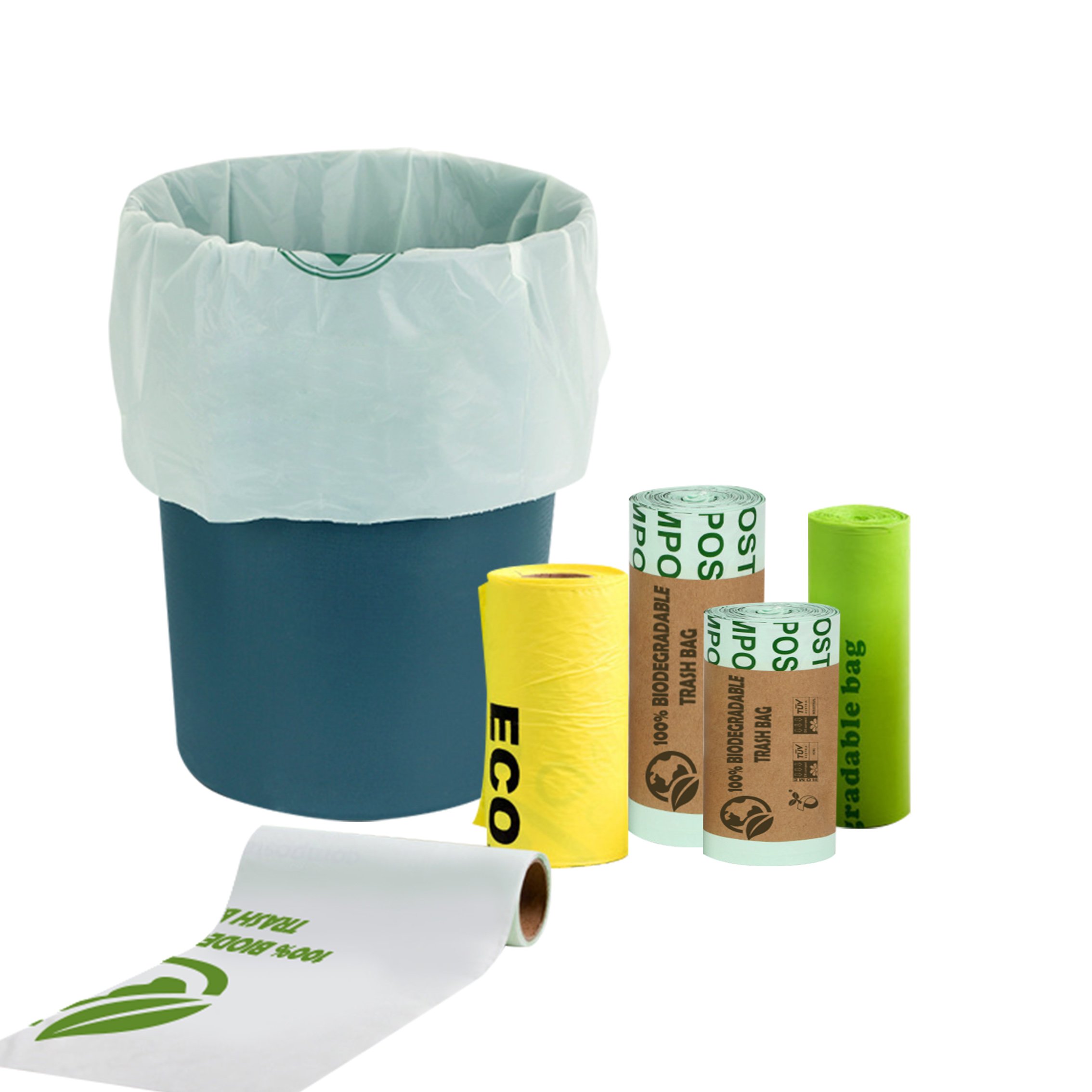 YURUI Wholesale 100% Compostable Corn Starch Dustbin Bin Roll Trash Large Compactor Bag Plastic Big Biodegradable Garbage Bags