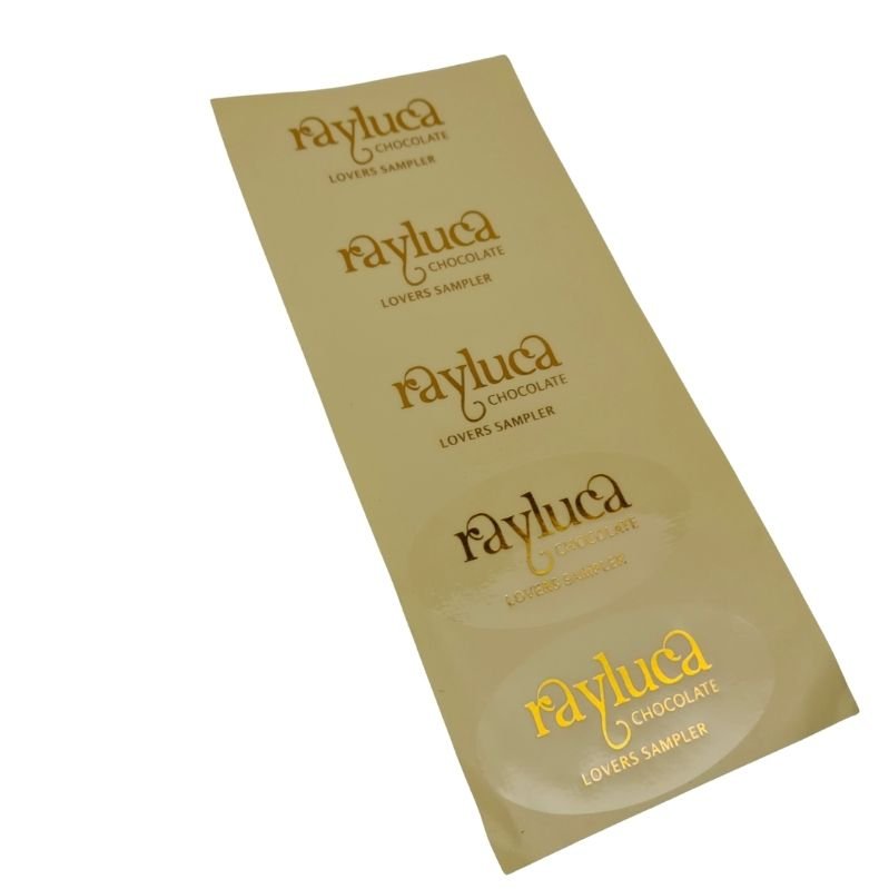 Custom Food Chocolate Packaging Self Adhesive Labels Stickers Printing with logo Metallic Foil Shiny Labels Printing