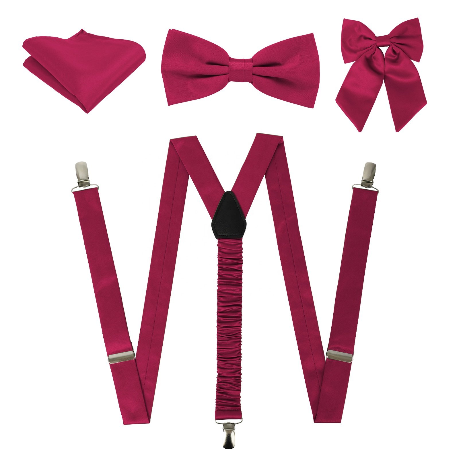 1 Set Wedding For Hair Ties Woven Gift Tie Bow Party Leather Suspender Men Groom And Romantic Suit Handkerchief Bowtie