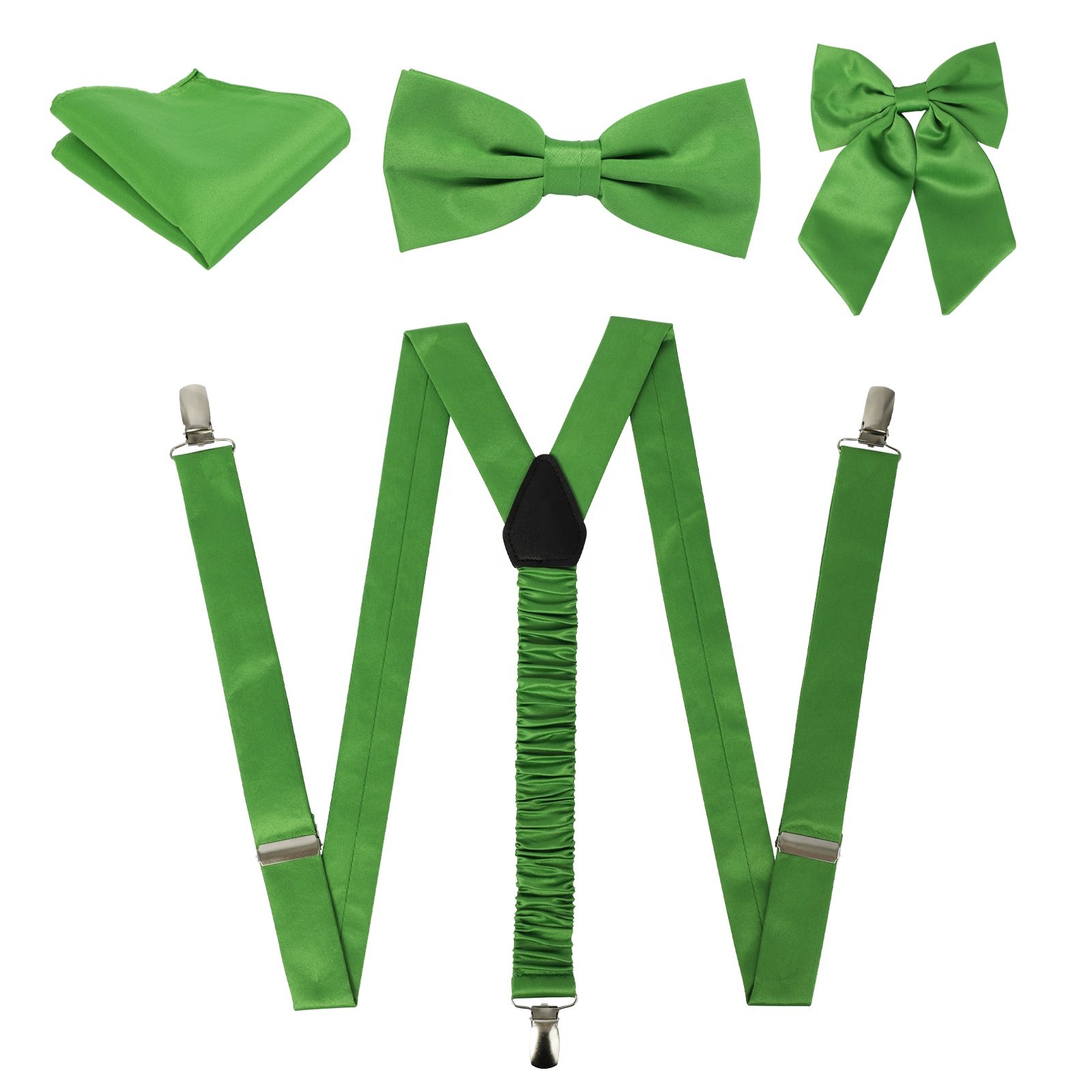 1 Set Wedding For Hair Ties Woven Gift Tie Bow Party Leather Suspender Men Groom And Romantic Suit Handkerchief Bowtie