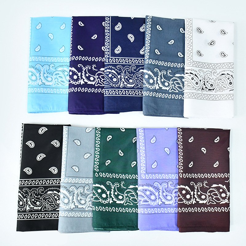 Wholesale Hip Hop Custom Print Logo Recycled Cowboy 100% Polyester Classic Square Paisley Bandanas Scarf