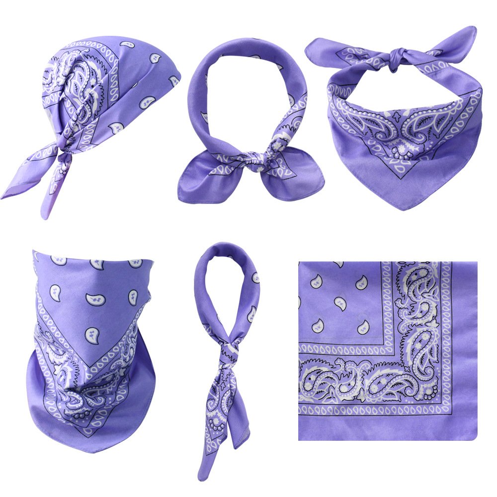 Wholesale Hip Hop Custom Print Logo Recycled Cowboy 100% Polyester Classic Square Paisley Bandanas Scarf