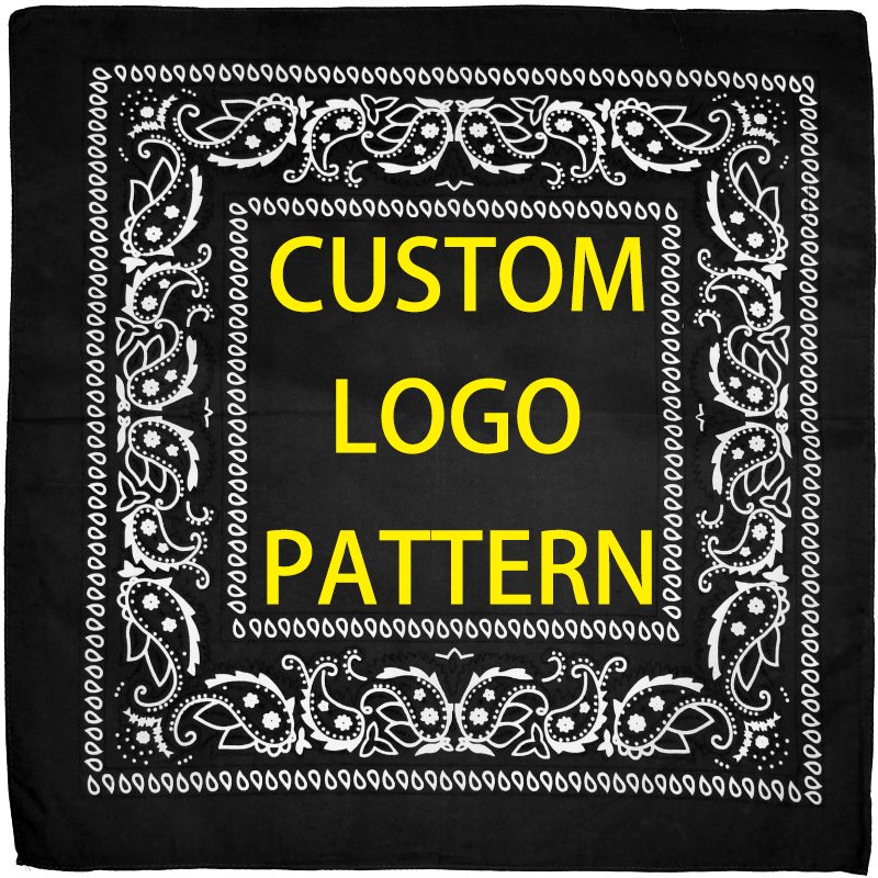 Wholesale Hip Hop Custom Print Logo Recycled Cowboy 100% Polyester Classic Square Paisley Bandanas Scarf