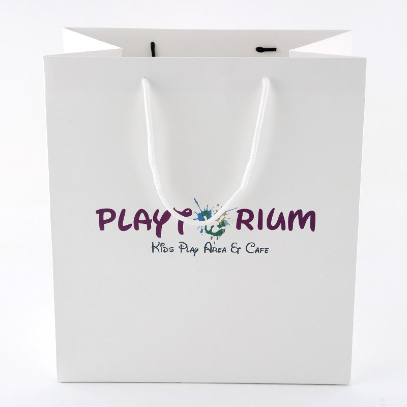 Own Printed personalized White Retail Bag for Ribbon Bags Shopping With Logo Handle Black Kraft paper shopping bags with logo
