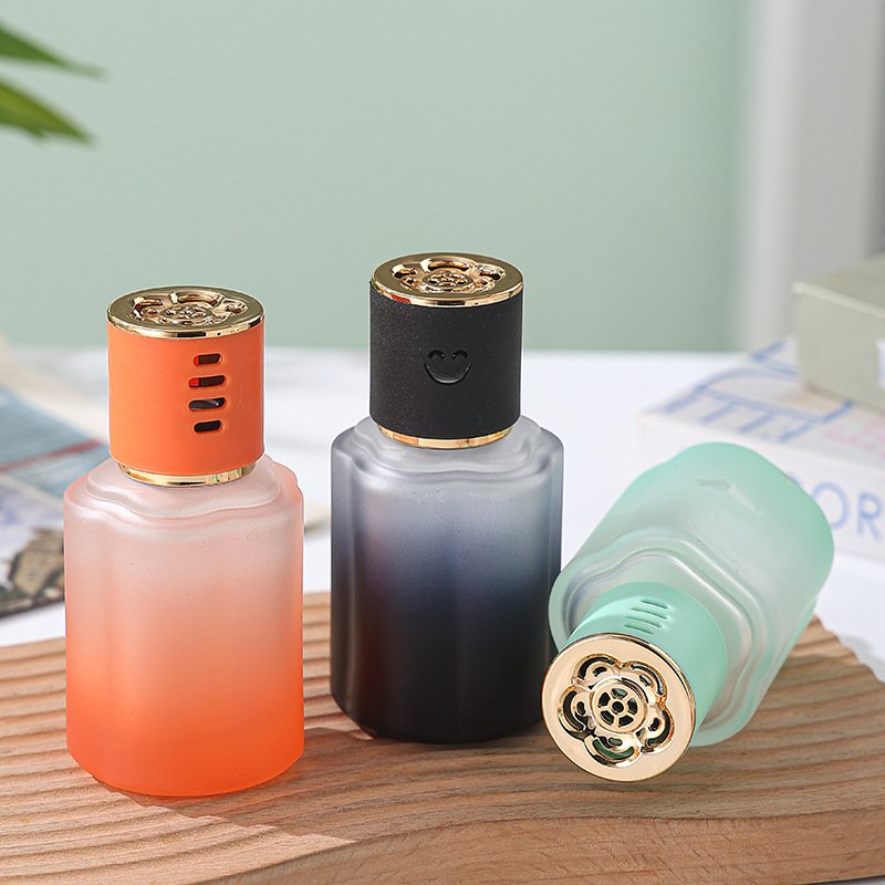 Cute 120ml car aromatherapy diffuser bottle with smile cap frosted 120ml diffuser bottles