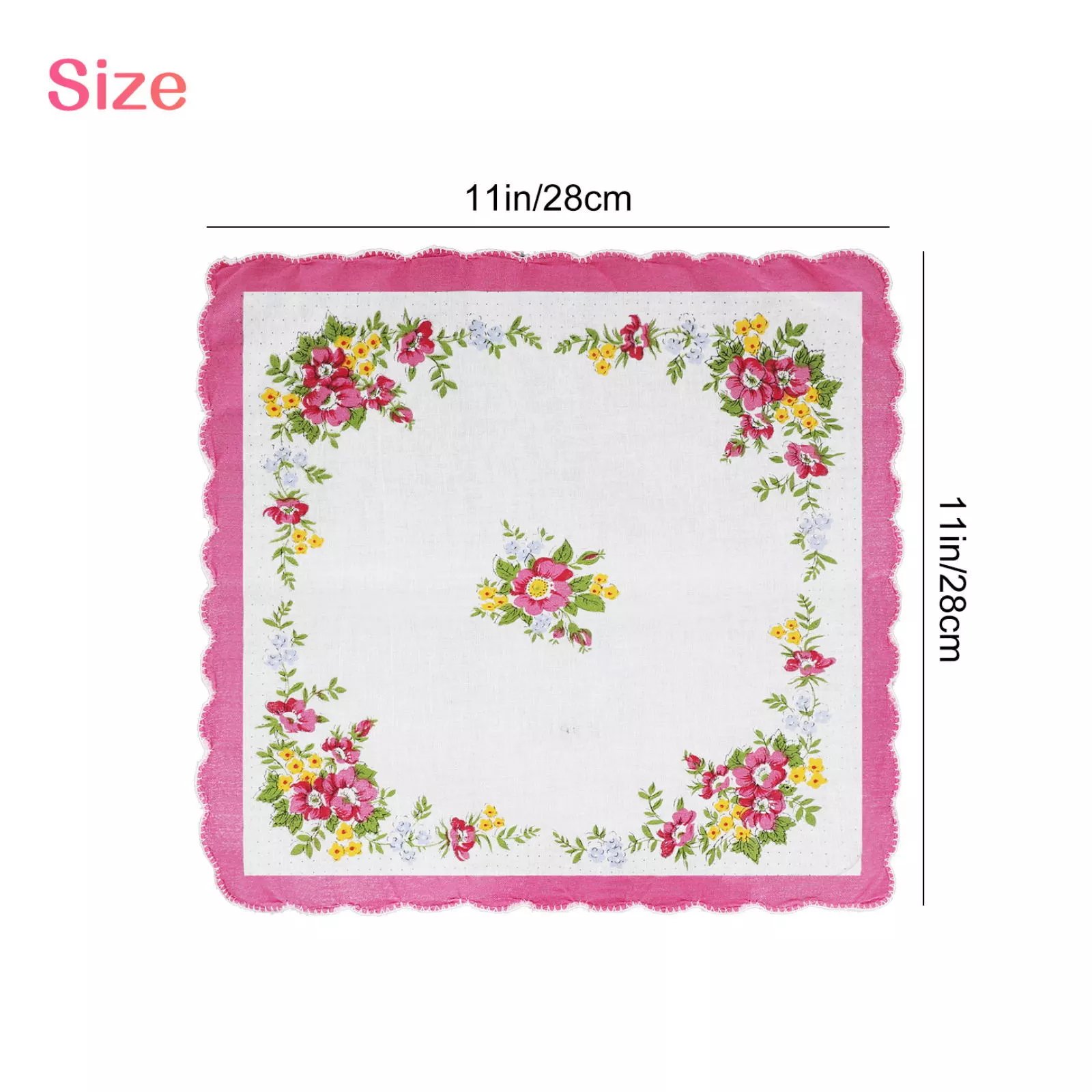 Lady Handkerchiefs 100% Cotton Hankies Pocket Vintage Classic Handkerchief (20pcs as a set)