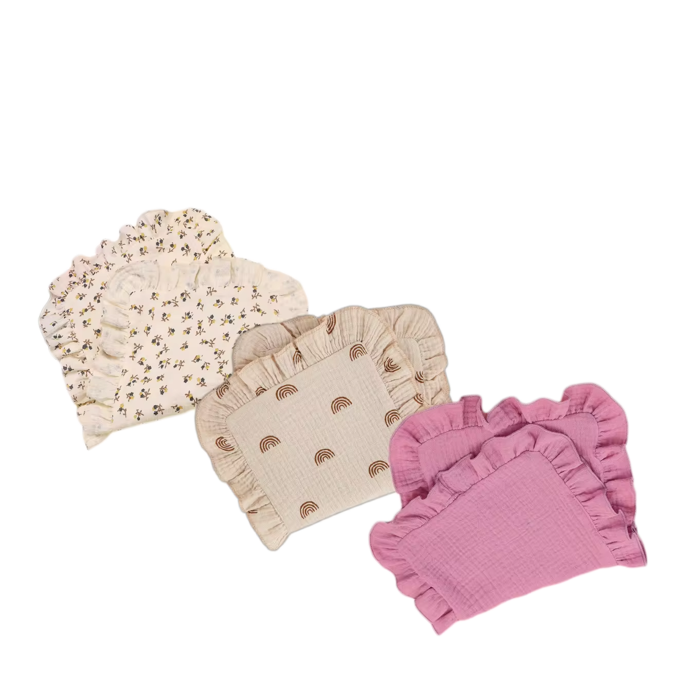 2024 Factory custom 4 Layers Cotton Gauze Baby Bib Girls Handkerchief Face Towel Rectangle Ruffle Cover Drooling bandana Bib