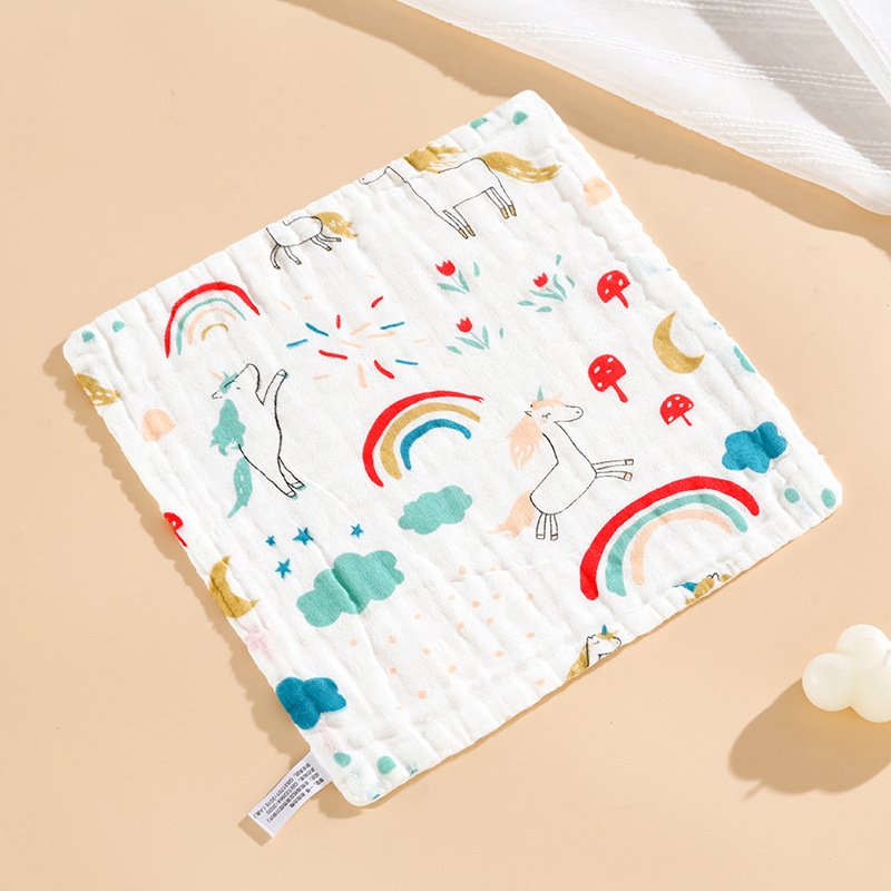 Soft Newborn Baby Gauze Infant Saliva Towel Cartoon Cotton Handkerchief Small Square Towel Washcloth For Baby