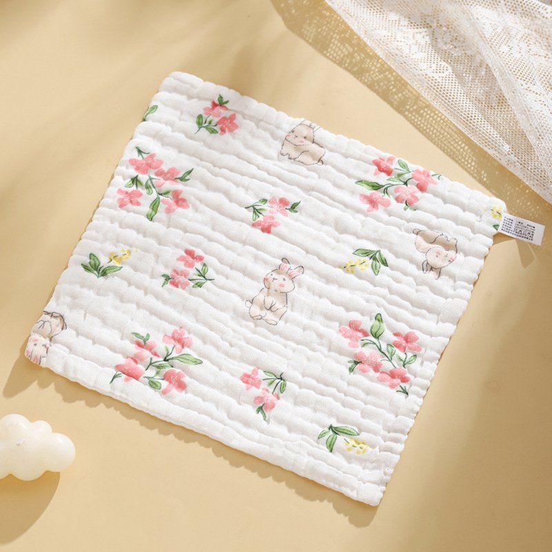 Soft Newborn Baby Gauze Infant Saliva Towel Cartoon Cotton Handkerchief Small Square Towel Washcloth For Baby
