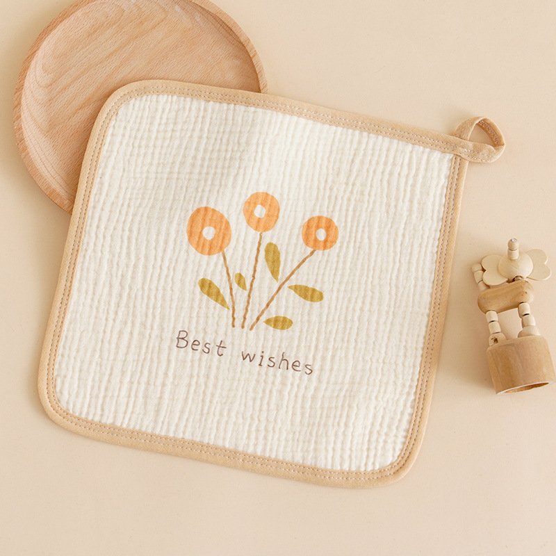 Organic 100% Cotton Baby Wash Cloth Towel with Loop Gauze Handkerchief