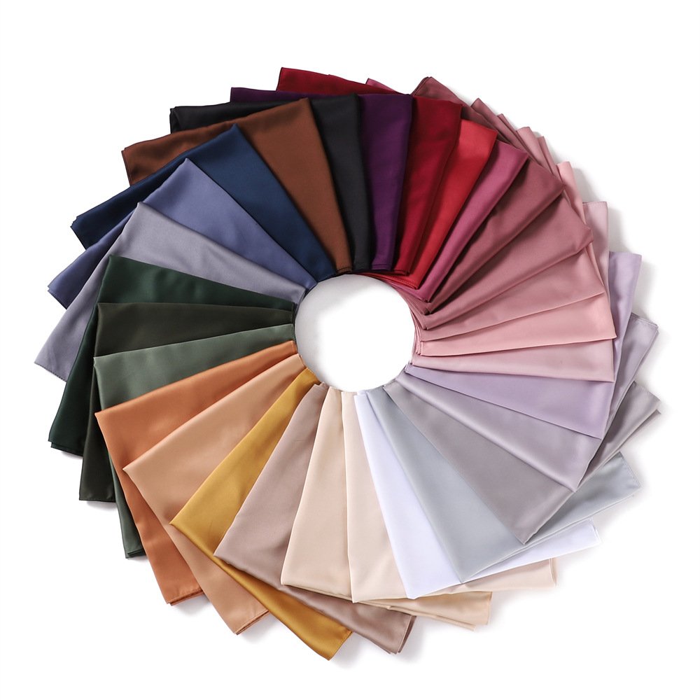90*90CM Women Lady Silky Shawls Solid Color Soft Matte Headwraps Silk Satin Square Head Hair Wrapping Scarf