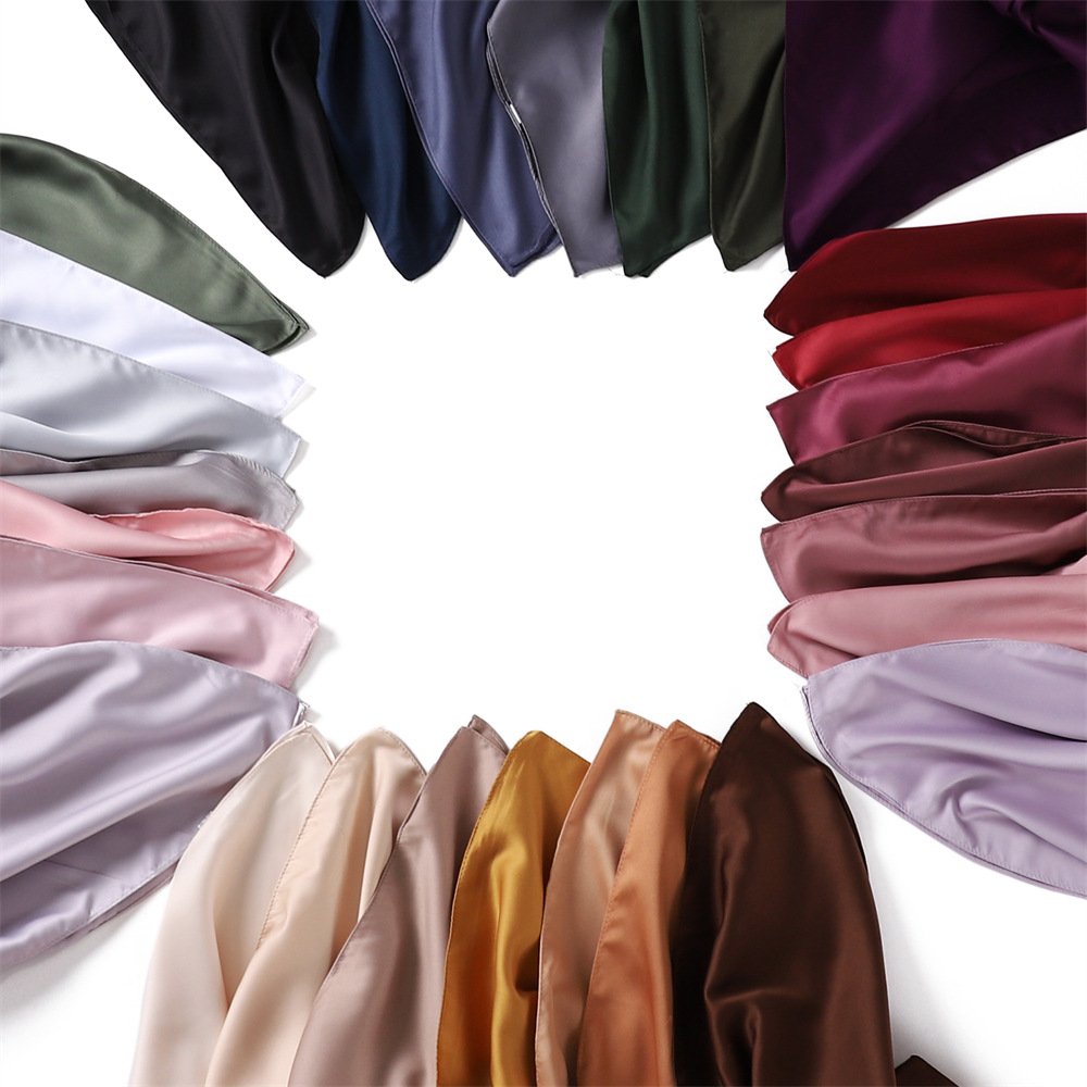 90*90CM Women Lady Silky Shawls Solid Color Soft Matte Headwraps Silk Satin Square Head Hair Wrapping Scarf