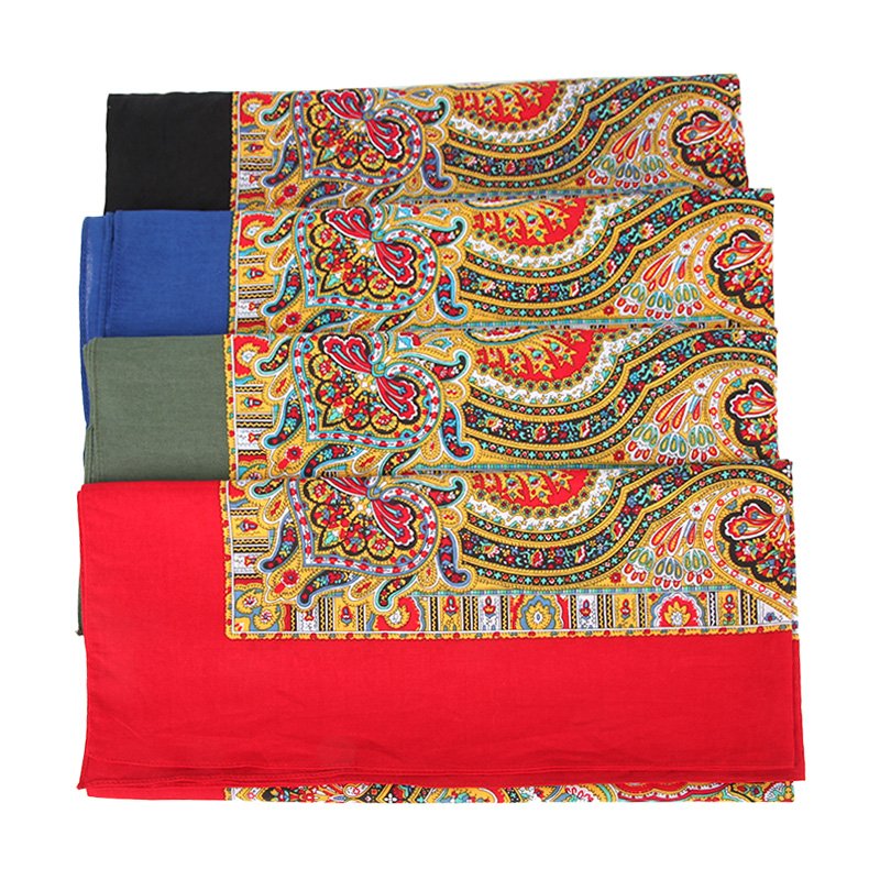 Multi-Purpose Cotton Fabric Head Scarf Custom Printed Paisley Outdoor Bandanas Square Scarf Handkerchiefs For Women