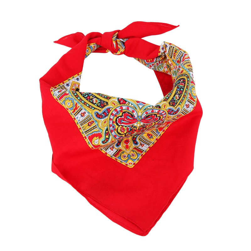 Multi-Purpose Cotton Fabric Head Scarf Custom Printed Paisley Outdoor Bandanas Square Scarf Handkerchiefs For Women