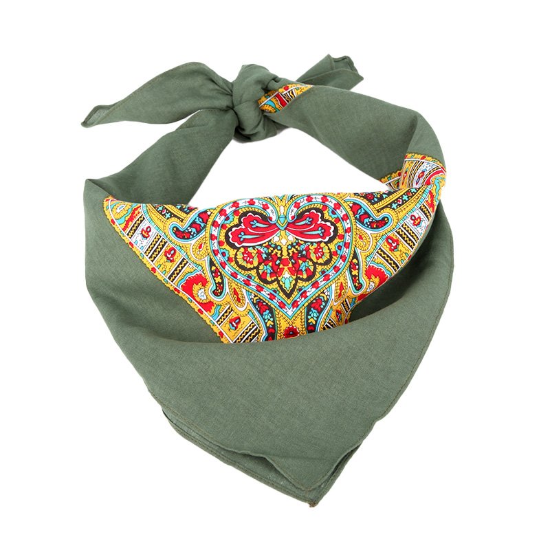 Multi-Purpose Cotton Fabric Head Scarf Custom Printed Paisley Outdoor Bandanas Square Scarf Handkerchiefs For Women