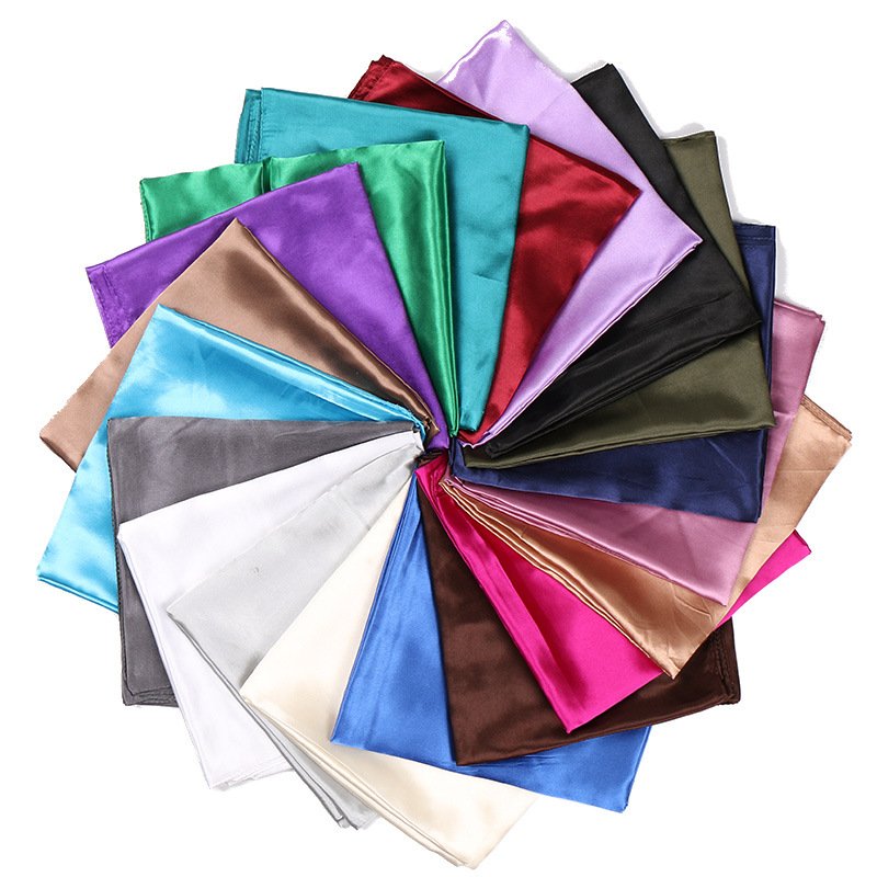 90*90cm Women Lady Silky Shawls Pure Color Headwraps Silk Satin Large Square Head Scarf Bandanas