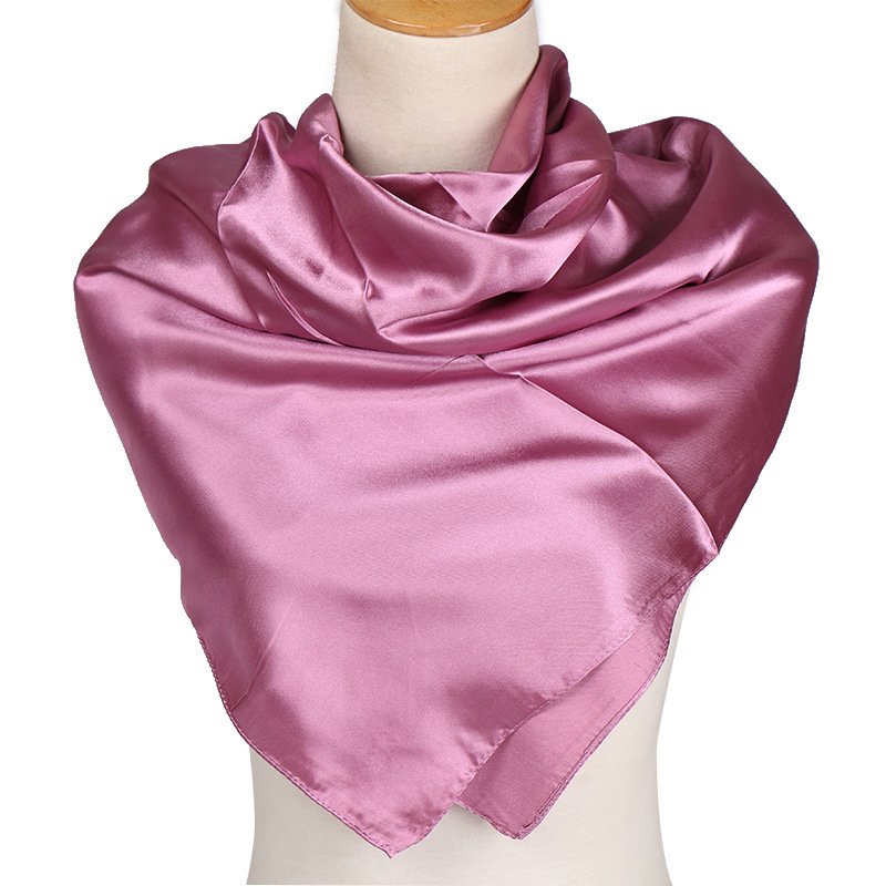 90*90cm Women Lady Silky Shawls Pure Color Headwraps Silk Satin Large Square Head Scarf Bandanas