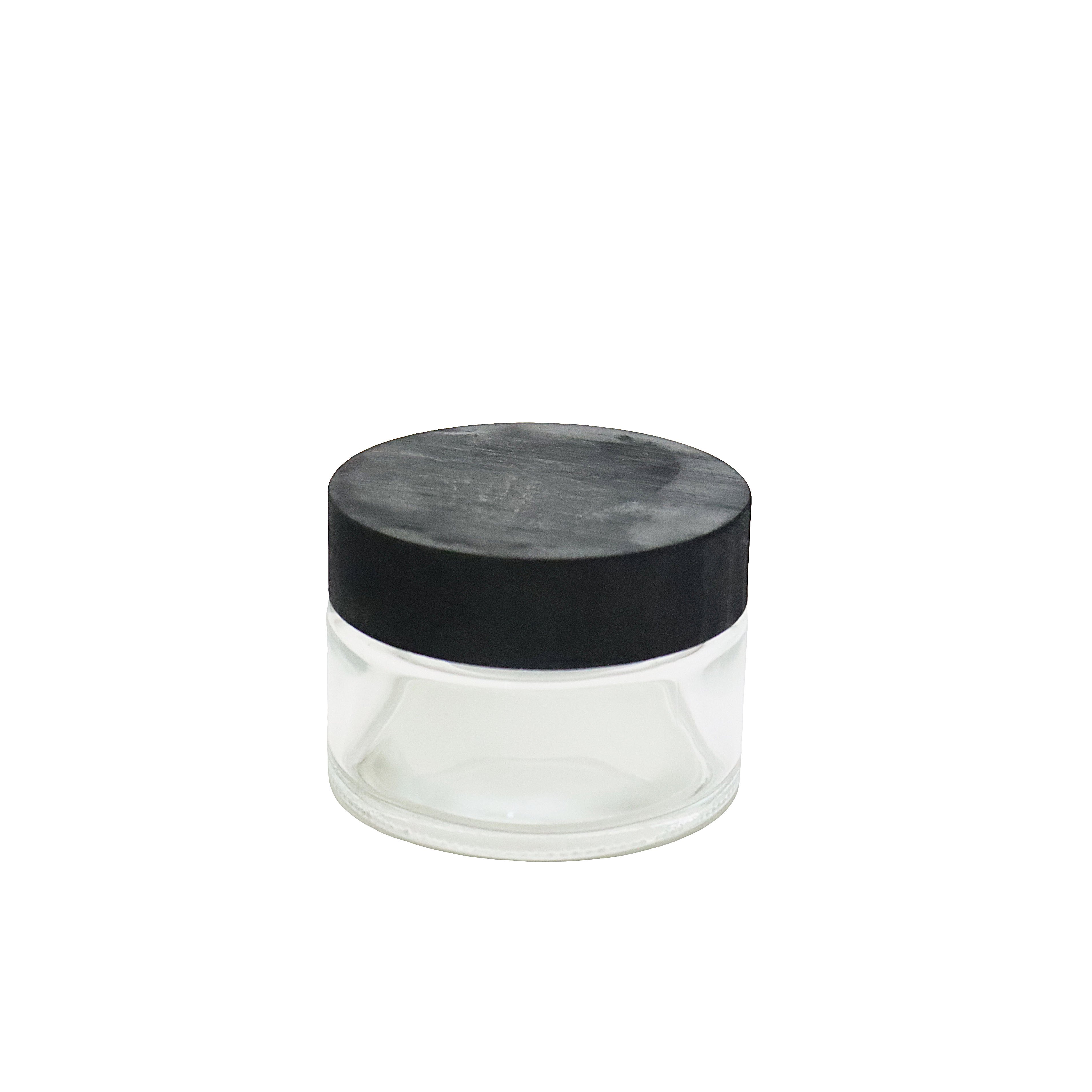 High quality 100g printing frosting cosmetic glass jar container with black wood lid