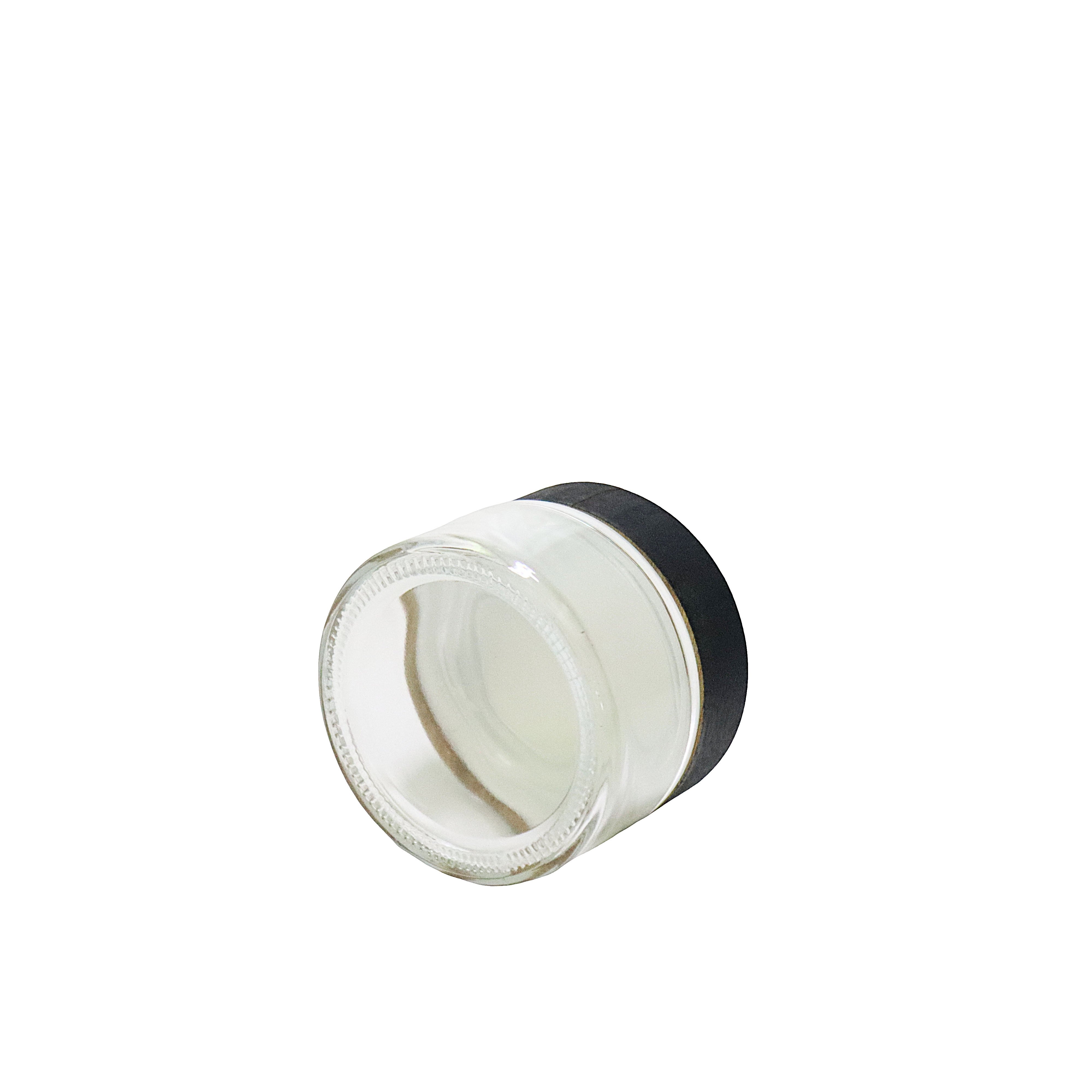 High quality 100g printing frosting cosmetic glass jar container with black wood lid
