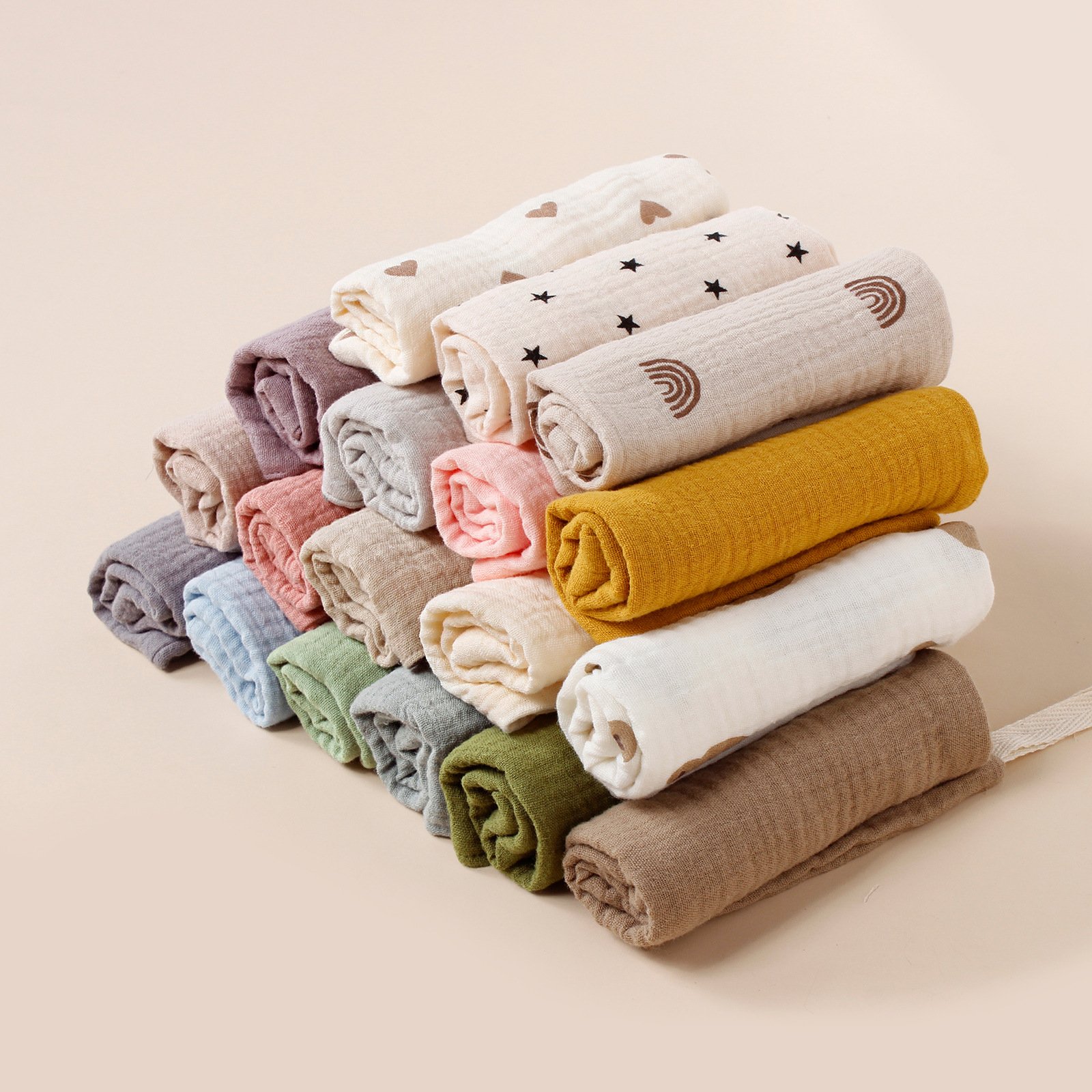 Customizable square double-layer pure cotton soft baby square towel lanyard handkerchief baby gauze face towel