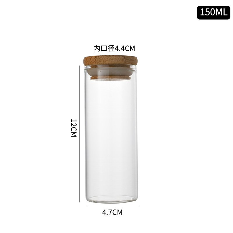 Hot sale diameter 47mm glass tube bottle Straight mouth glass bottle with bamboo lid