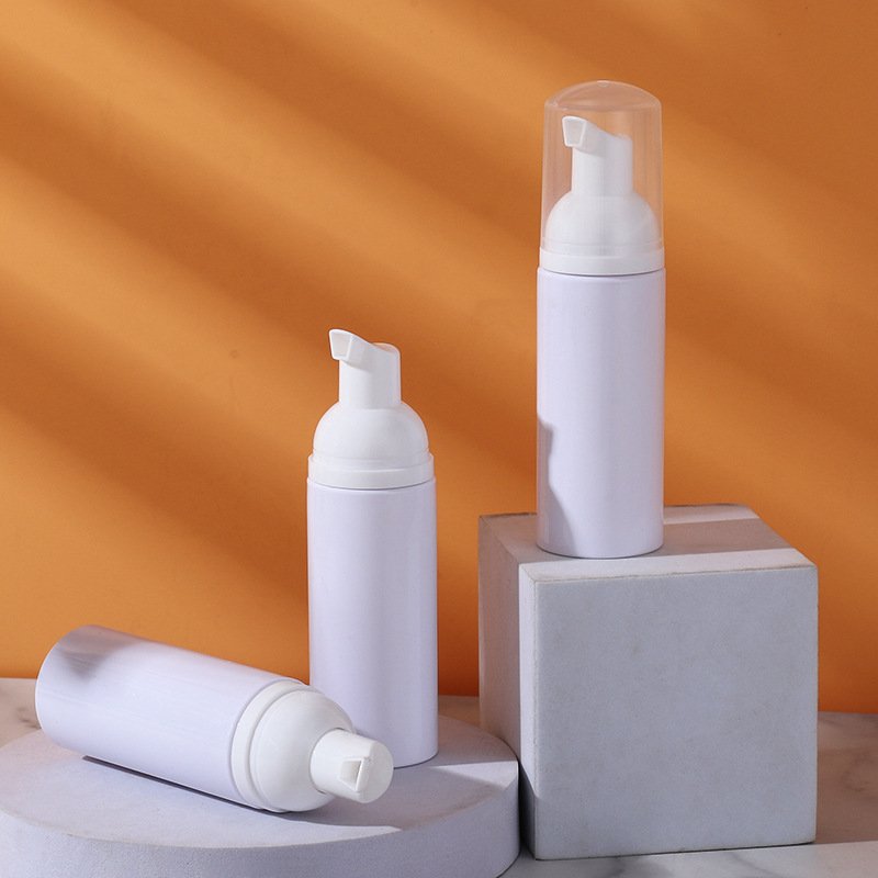 Custom logo white 100ml PET mousse foaming cleaner bottle make up Cleansing foam bottle cargo in store with big discount